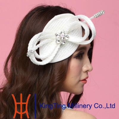 China Einfache beige Hüte und fascinators Hochzeit des Sommers mit großem Diamanten zu verkaufen