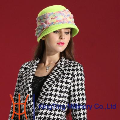 China Eco - friendly Light Green Wool felt Ladies Church Hats for winter for sale