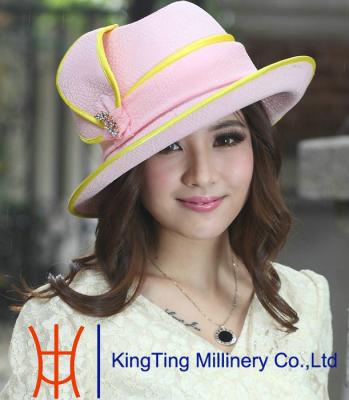 China Light Red Ladies Church Hats with 100% Polyester , European Style for sale