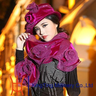 China Women velvet top hat with floppy brim , Autumn / Winter crushable Millinery for sale