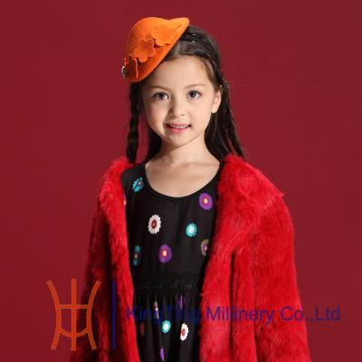 China Small Orange Felt Kids Fascinators Hats , Headpieces for Wedding / Party for sale