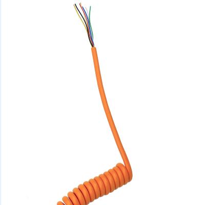 China Flexible TPU Coiled Cable With Stranded Bare Copper Conductor And XLPE Insulation for sale