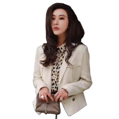 China Factory Supply Breathable Classic Short Ditch Coat Windbreaker Women Double Breasted Jackets Directly Simply for sale