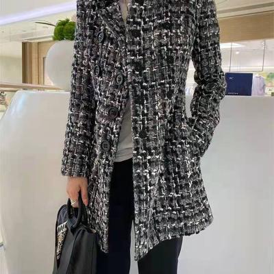 China Newest Fashion Autumn Winter Long Style Women Long Jackets Clothing Wadding Blend Fabric Breathable Granular Woolen Coat for sale