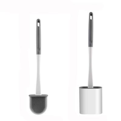 China ESD Sustainable Household TPR Modern Soft Toilet Brush With Holder Wall Mounted Silicone Toilet Brush for sale