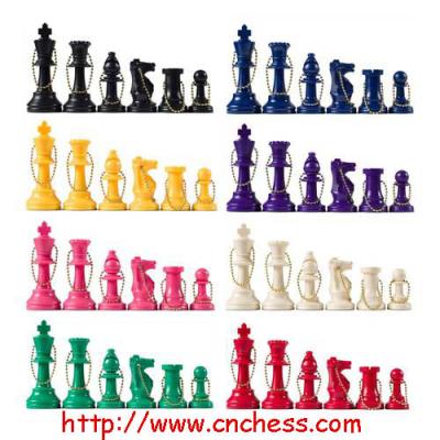 China Plastic Chess Key Chain Set with Red, Green, Blue, Red, Yellow, Orange, Gold, Silver, Pink for sale