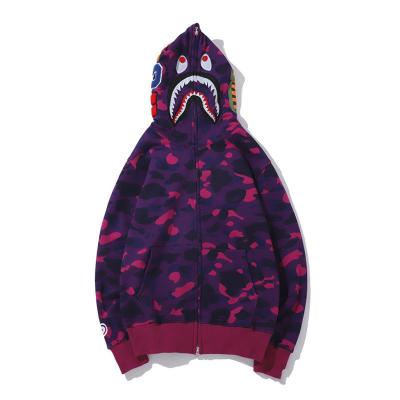 China Anti-pilling 2021Custom men's and women's zipper cardigan autumn and winter shark camouflage luminous sweater hooded casual jacket for sale