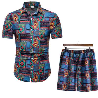 China Wholesale New QUICK DRY Hot Sale Summer Beachwear Full Print Hawaiian Men's Shirt Shorts Suit Plus Size Chinese Printed Shirt Suit for sale