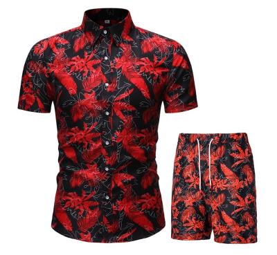 China Wholesale Hot Sale 2021 Summer Full New QUICK DRY Printing Hawaiian Beachwear Men's Shirt Shorts Suit Plus Size Shirt Chinese Print Suit for sale