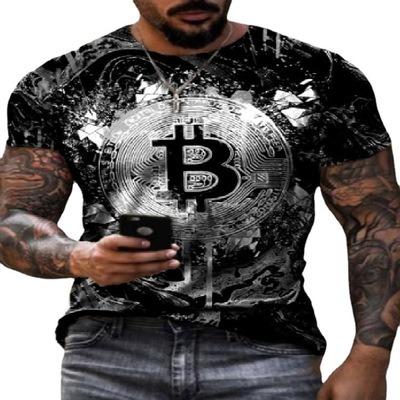 China Anti-wrinkle summer fashion trend casual loose bitcoin printing short sleeve round neck T-shirt for sale