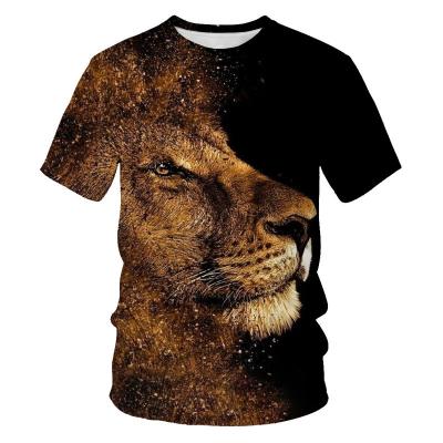 China Tiger Lion Animal T-shirt Men's Round Neck Printing Anti-wrinkle Tiger Lion Animal T-shirt Men's Casual 3d Digital Printing Men's T-shirt for sale