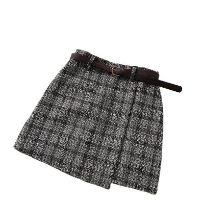 China Lady Skirt Female Autumn Sweet High Waist Mini Skirt Vintage Casual Women's Chic A-Line Anti-Static Plaid Skirt Belts for sale