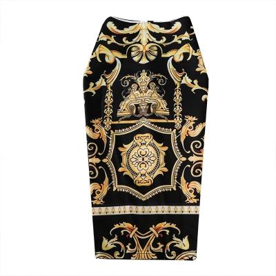 China European Women Autumn Print Pencil Skirt High Abstract Pattern Midi Slip Hip Skirt New Coming Anti-Static Female for sale