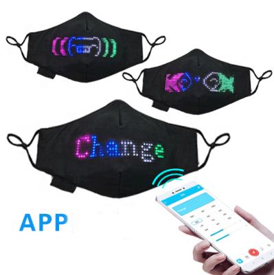 China OTHER Custom Luminous Festival Tooth APP Display DJ Halloween Glow Party Praise LED Face Light Masks Programmable Blue for sale