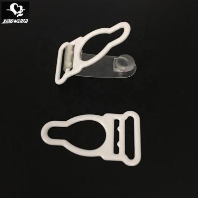 China Underwear 15mm White Nylon Metal Coated Buckle Hanging Garter Hook Belt Clip for sale