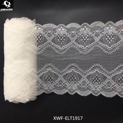 China High Quality Nylon Elastic Underwear Garment Stretch Lace Fabric Lingerie Wedding Dress Lace Trim 17cm for sale