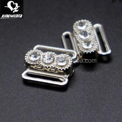 China Underwear 12mm Metal Swimwear Buckle Zinc Alloy Bra Rhinestone Front Closure Clasp for sale