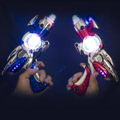 China Kids Toys Plastic LED Gun with Spinner Ball Light Sound Toys Flash Light Electric Toys Launch Kids Toy Gun with Music and Lightning for sale