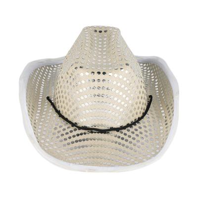 China ABS Led Colorful Light Up Cowboy Jazz Performance Hat Light Up Christmas Hats Led Sequin Hat for sale