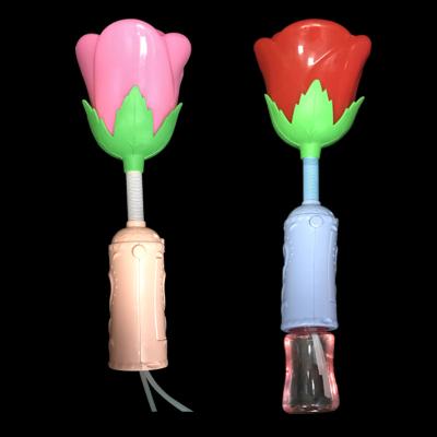 China Hot Selling OEM Children's Toys LED Rose Flower Bubble Machine With Music Plastic Electric Light Machine for sale