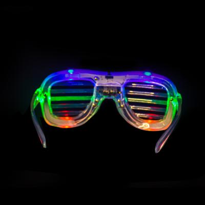 China Hot Selling Fashion Multi Color Plastic LED Lead Glasses Character Shutter Led Light Up Glasses For Concert Party Glasses for sale