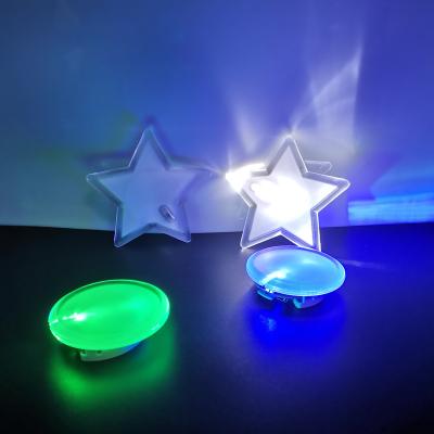 China Novelty Instant Power Hundred Badge LED Plastic Round LED Toys Flashing Light Up Badge/Brooch Pins Party Gifts for sale