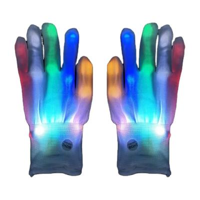 China White Plastic Colorful Light Gloves LED Flashing Finger Mitts Glow Skeleton LED Mitt Dance Club Props Halloween Party For Kids for sale