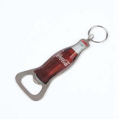 China Viable Custom Metal Beer Cola Shape Bottle Opener Key Chain With Logo for sale