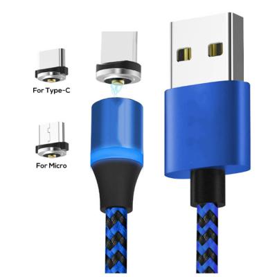 China For Apple Android Mobile Phone 1m 3.3FT Nylon LED USB Magnetic Braided Micro Type C Charging Cable For Iphone for sale