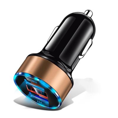 China New QC 3.0 Digital Display Quick Charger Ring 5V 3.1A Aluminum Alloy Aura Aluminum Digital Display Car Charger Multifunction for sale