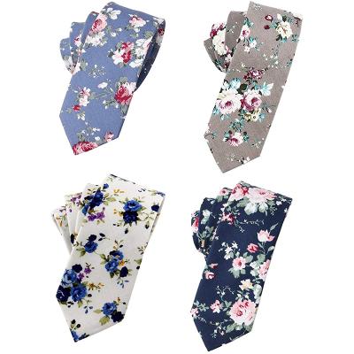 China Skinny Ties Men's Cotton Printed Floral Necktie For Wedding for sale