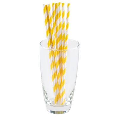 China Disposable Yellow Straight Shape Smoothie Strip Cocktail Paper Biodegradable Straw for sale