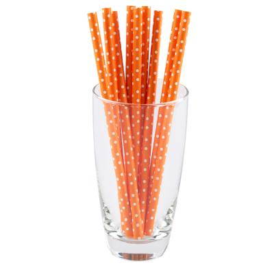 China Orange Dot Pattern Straight Smoothie Biodegradable Cocktail Paper Disposable Straw for sale