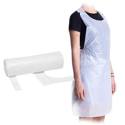 China Disposable Roll Packed White Disposable Waterproof LDPE Plastic Apron for sale