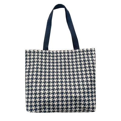 China 100% Eco-friendly Large Capacity Houndstooth Canvas Bags Large Shopping Tote Bag Canvas for sale