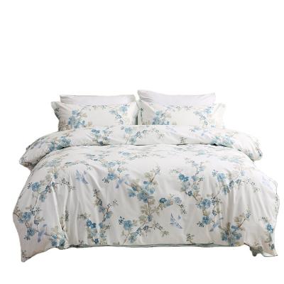 China Disposable 100 Cotton Sateen Weave Soft Floral Printing Bedding Set 300TC Printed Duvet Cover Set for sale