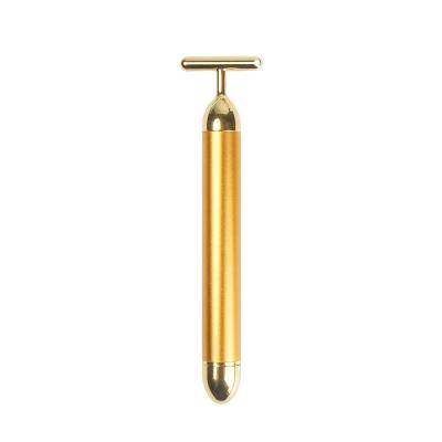 China Face Lift Energy Beauty Lift Skin Tightening Wrinkle Skin Bar Slimming Facial 24k Gold Vibration Beauty Roller Massager Stick for sale