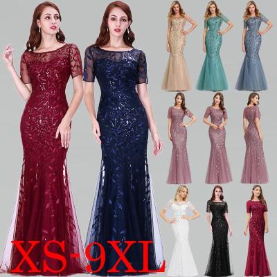 China Ever-Pretty Viable Women Sequin Print Floral Fishtail Tulle Plus Size Evening Dresses for sale