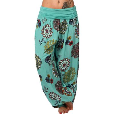 China Women's Design Fashion Casual Pants Smocked Waist Harem Yoga Pants Boho Palazzo Pants Breathable Hippie Women Trousers for sale