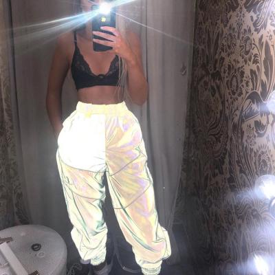 China 2021 Autumn New Sprouts Reflective Neck Viable Street Trousers Casual Pants Women's Pants Stocked Trousers for sale