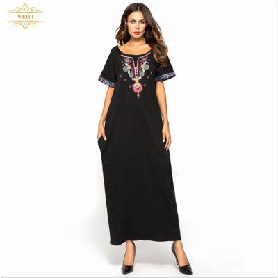 China Big Swing Women's Long Sleeve Elegant Muslim Dress Anti-static Dubai Short Sleeve Dress Fashion Plus-size Loose Border Overalls for sale