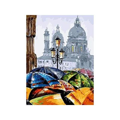 China Eco-friendly European And American Abstract Umbrella Figure Oil Painting Digital Frameless Painting By Numbers for sale