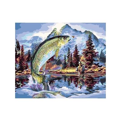 China Factory Direct Sale Eco-friendly Fishing Figure Oil Painting Living Room Decoration Digital Painting By Numbers for sale