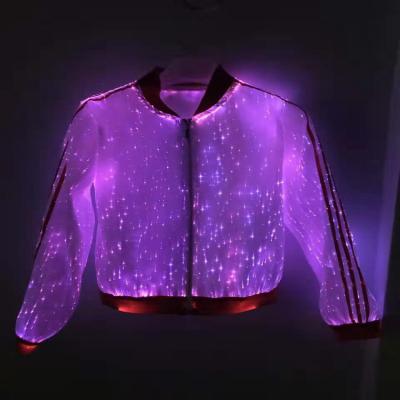 China New-Strange Custom Made Luminescence Anorak Fiber Optic Polyester Clothing Anorak Lightweight Jacket for sale