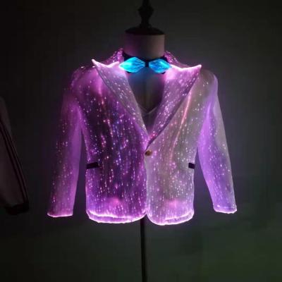 China Rayera Luminescent Fiber Optic Luminous Universal PINK Fiber Optic Mens Costume For Party Stage Garment for sale