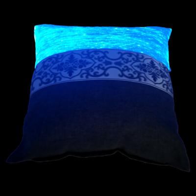 China Rayera LED Blue Glowing Cushion HID Light Source 45*45 Cm Unisex Optic Fiber Luminescent Luminescent Black Half for sale