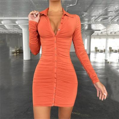 China High Quality Custom Anti-Wrinkle Long Sleeve Summer Dress Women's V-neck Long Sleeve Casual Outfits for sale