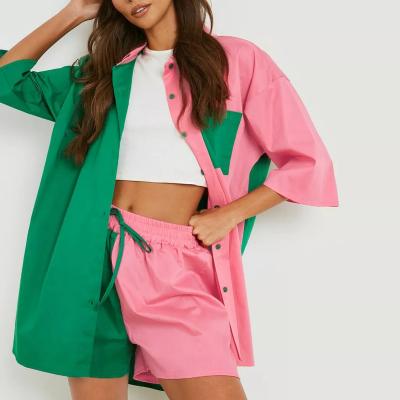 China Wholesale Casual Color Blocking Customized 2 Piece Set Plus Size Womens Clothing for sale