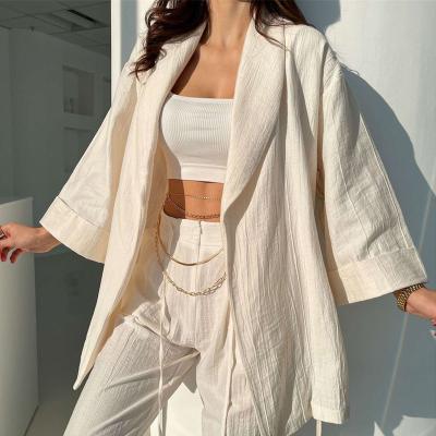 China Elegent Washable Casual Loose Fit Wholesale Pants Comfortable Refuse Collar 2 Pieces Set Women New Arrivals 2022 for sale