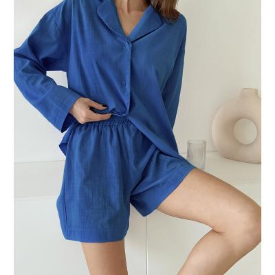 China Summer casual fashion breathable solid color pajamas set simple can be worn outside loungewear set for sale